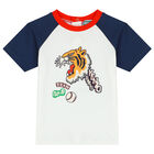 Younger Boys White Varsity Tiger T-Shirt, 1, hi-res